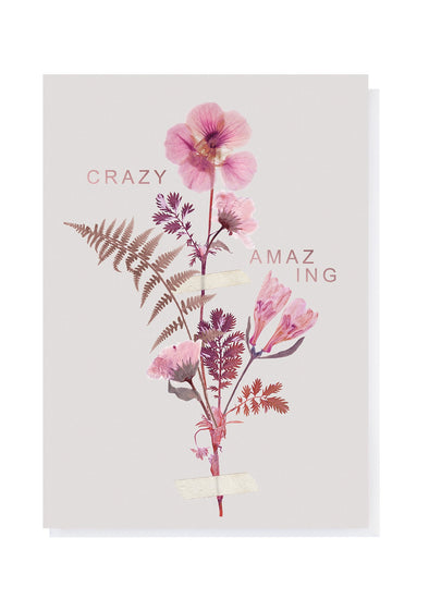 greeting card with pink flowers