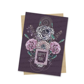 happy flowers mini greeting card front