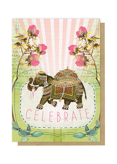 fancy elephant greeting card front