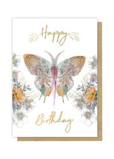 paisley butterfly birthday greeting card