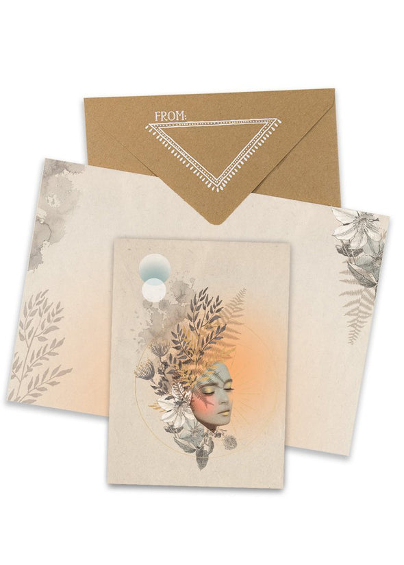 papaya feminine golden hour muse greeting card collage